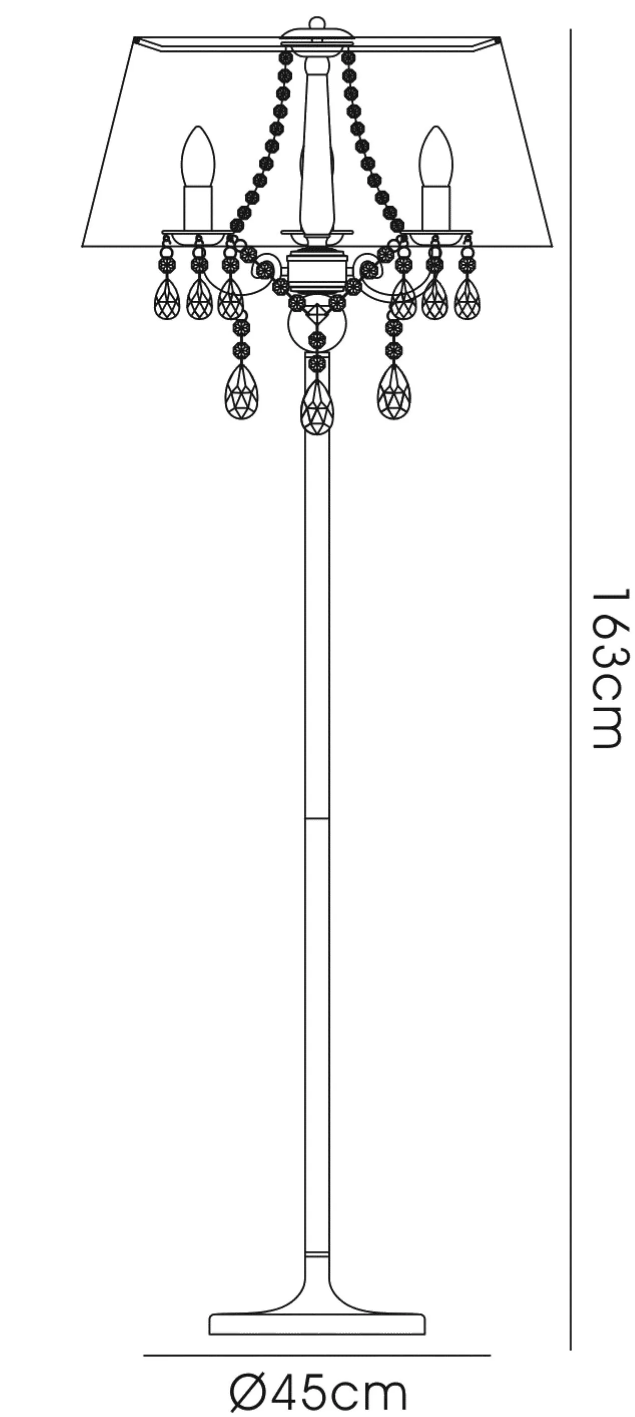 Olivia Crystal 163cm Floor Lamp 3 Light IL30063/BL  Diyas Olivia Polished Chrome-Black
